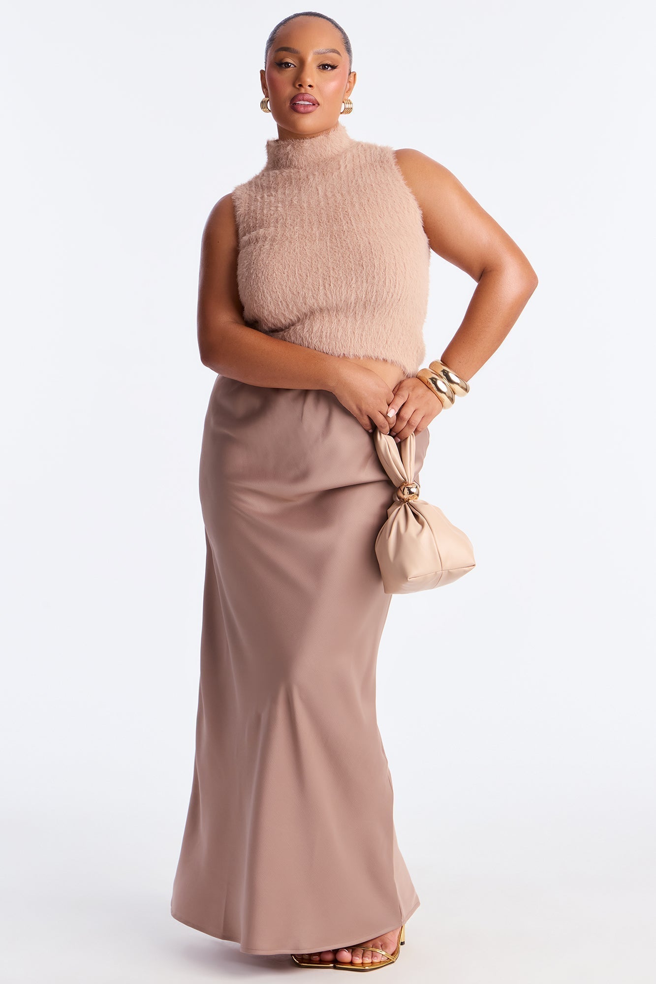 Brunch to GNO Satin Maxi Skirt - Mocha