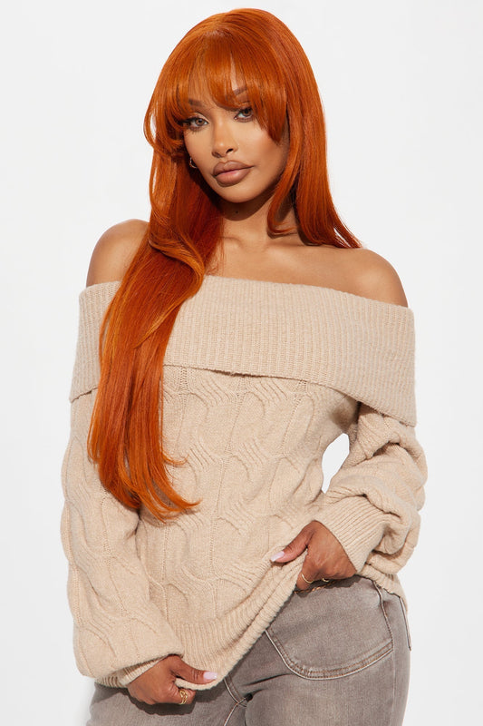 Mila Off Shoulder Sweater - Mocha