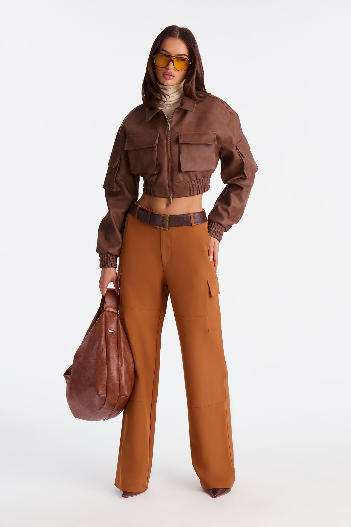 No Chill Wide Leg Cargo Pant 32″ - Cognac