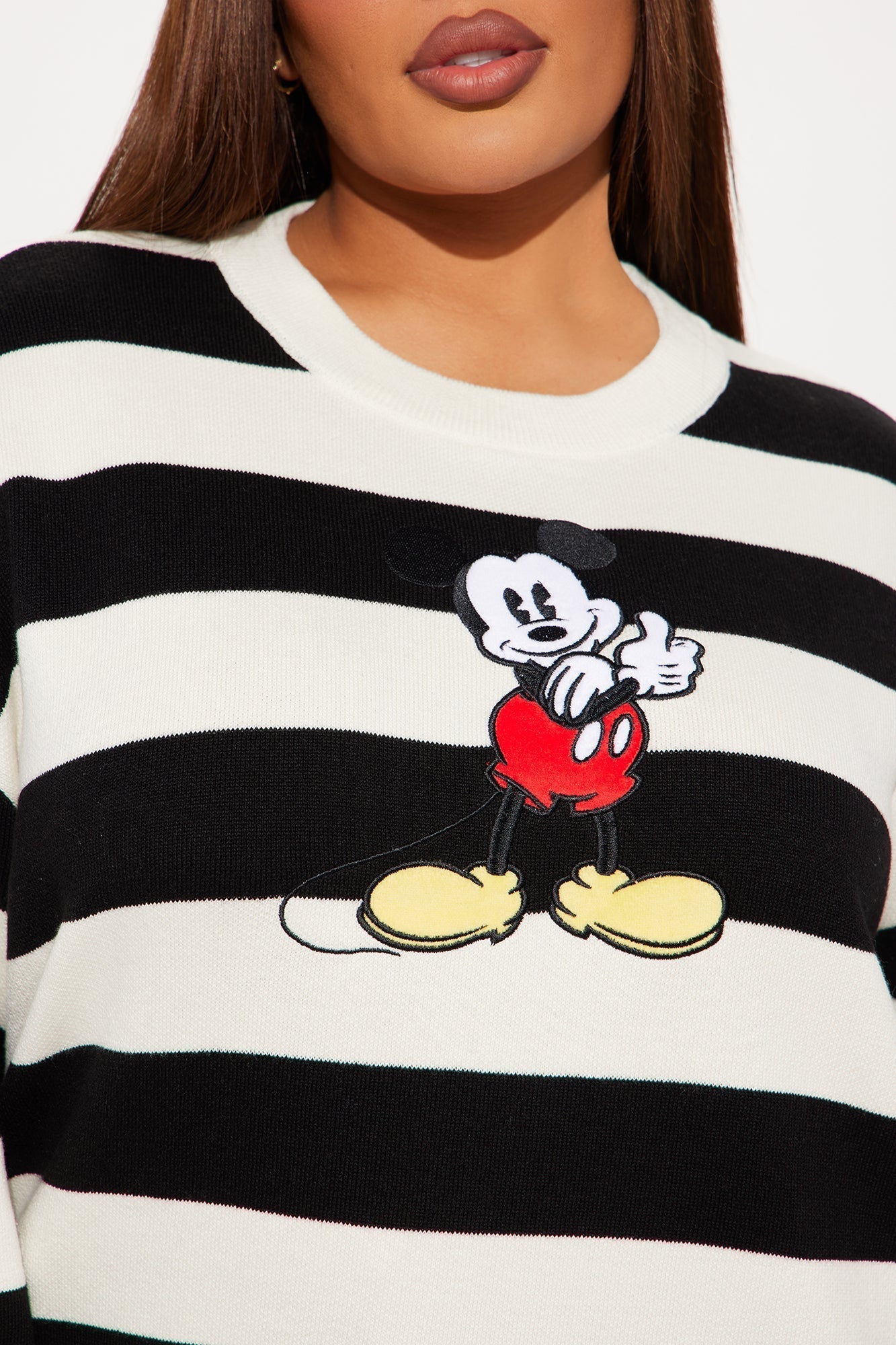 Vintage Mickey Mouse Striped Sweater - Black/combo