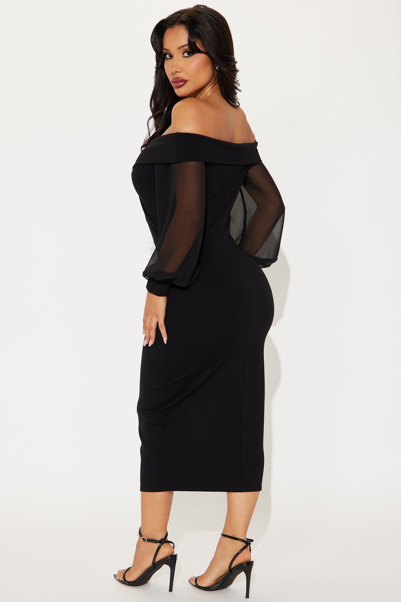 Mirabella Off Shoulder Midi Dress - Black