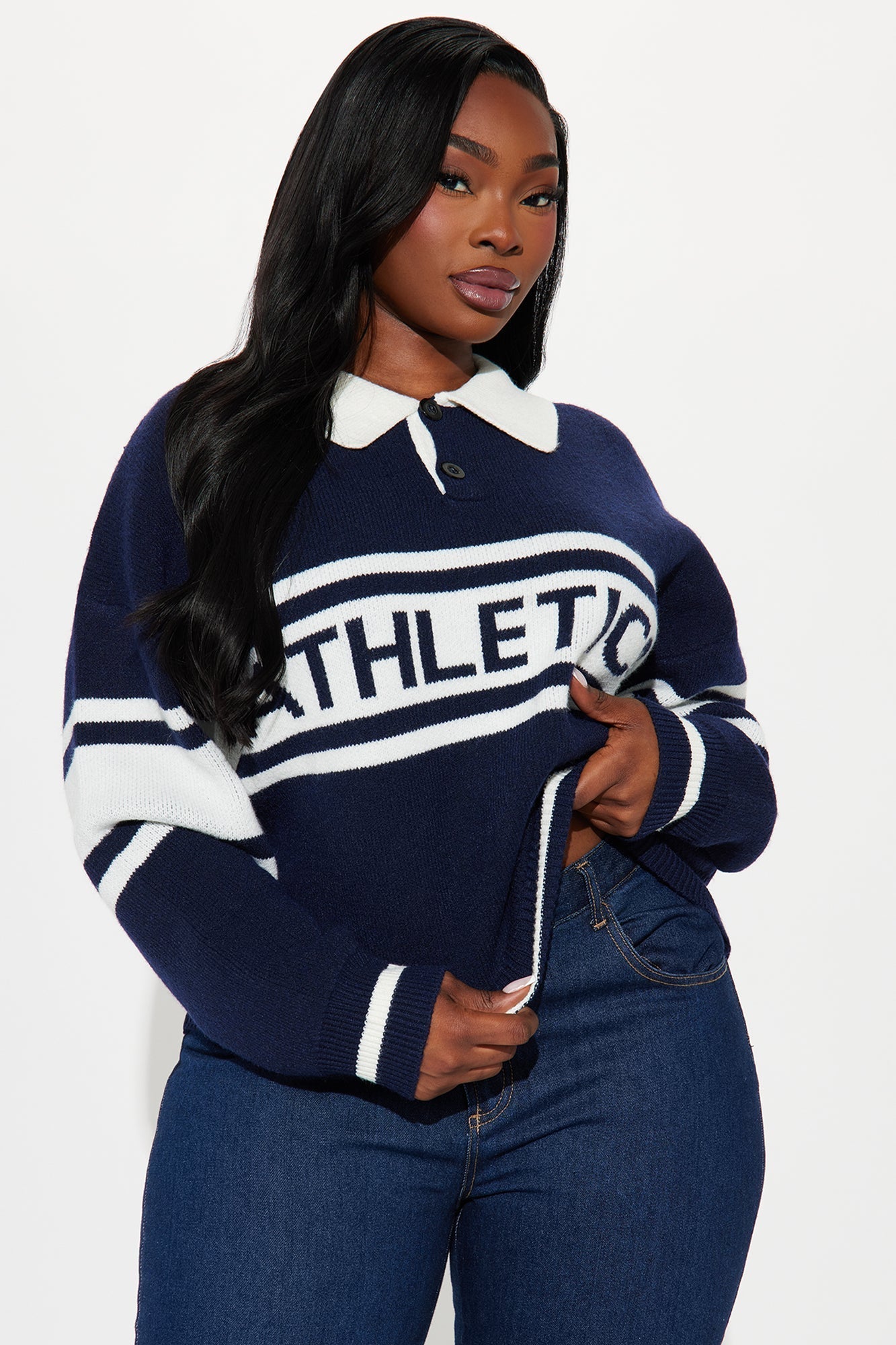 Pretty Babe Pullover Sweater - Navy/combo