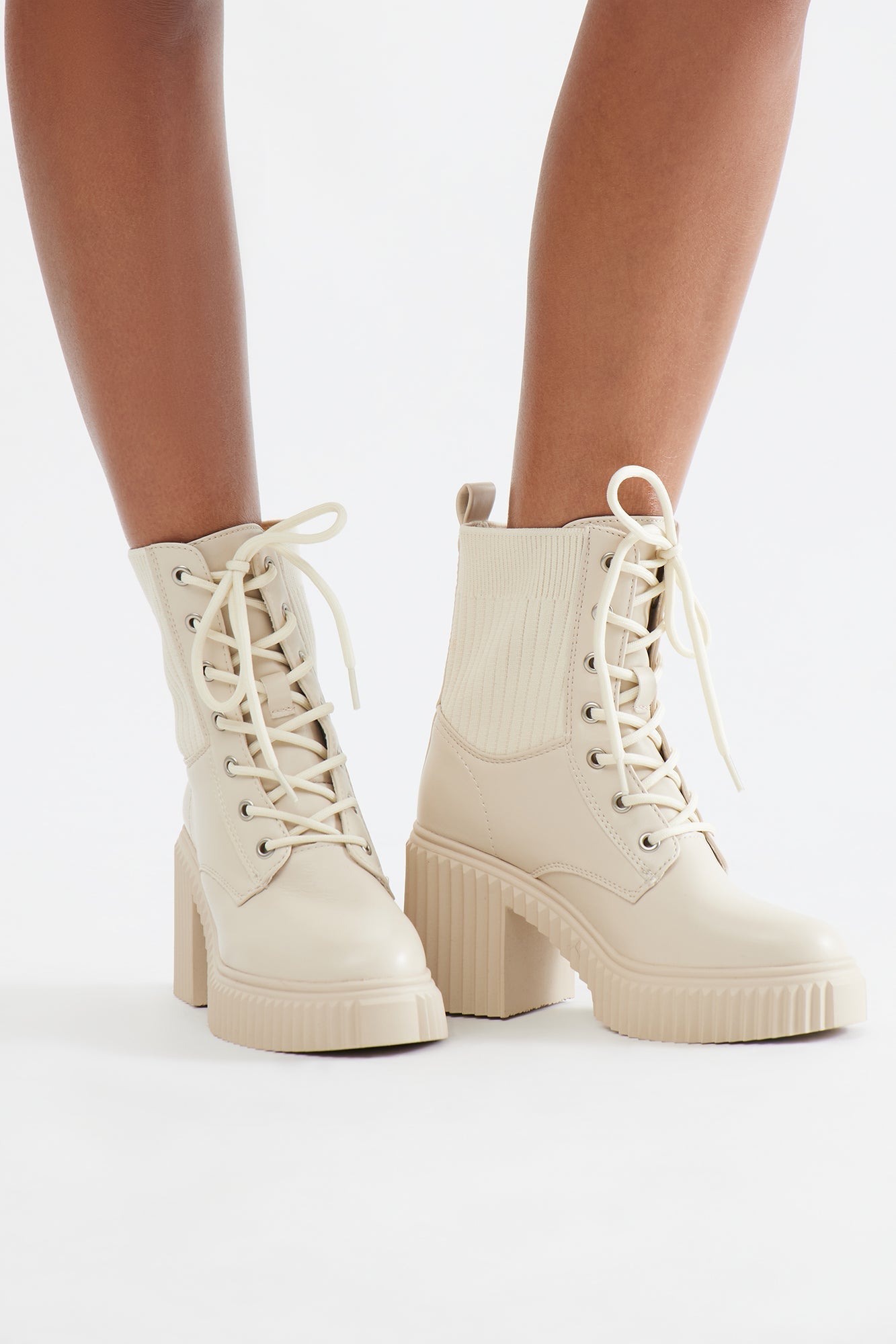 Ander Lace Up Booties - Ivory