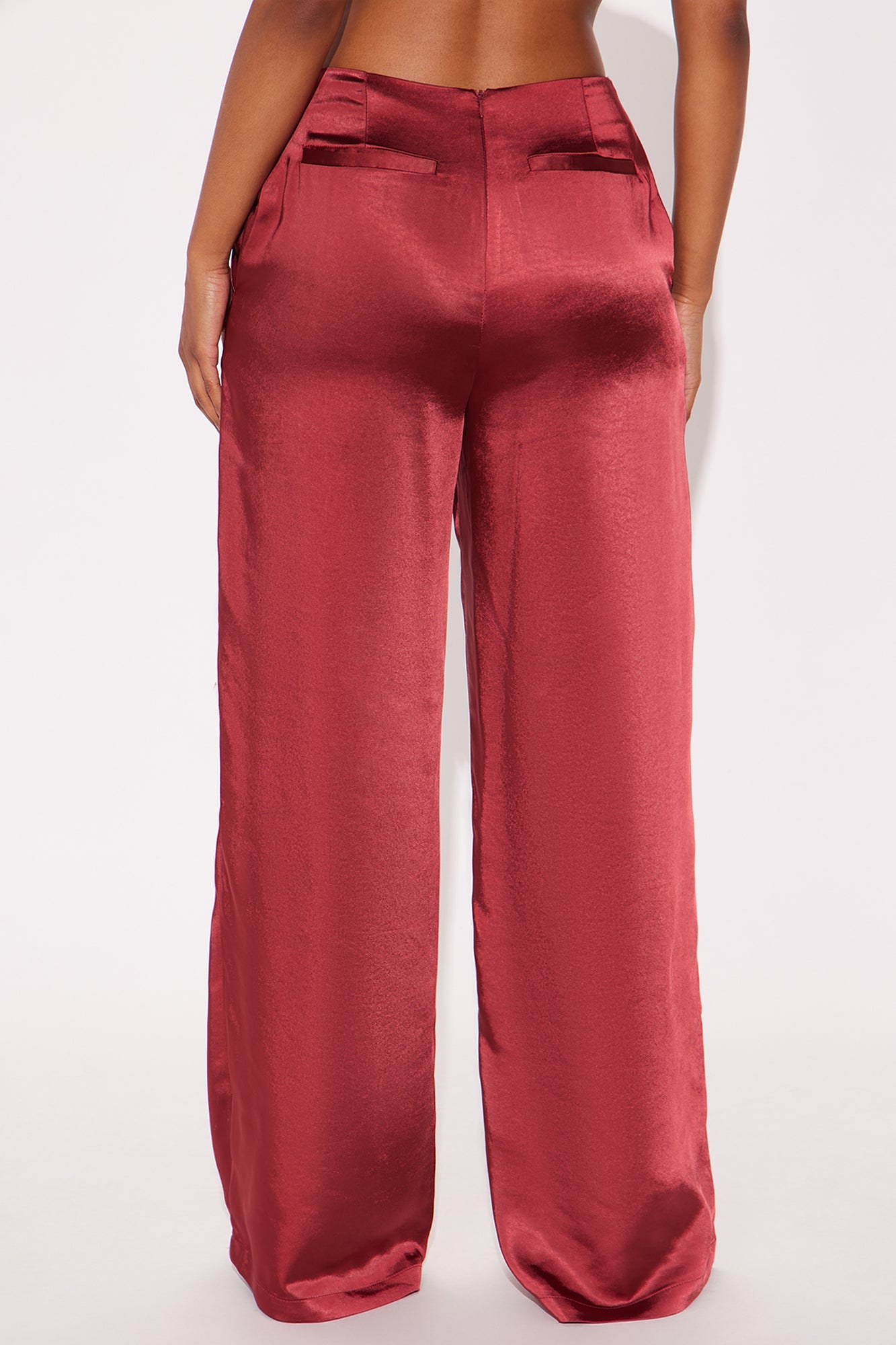Delicate Desire Satin Wide Leg Pant 33 - Burgundy