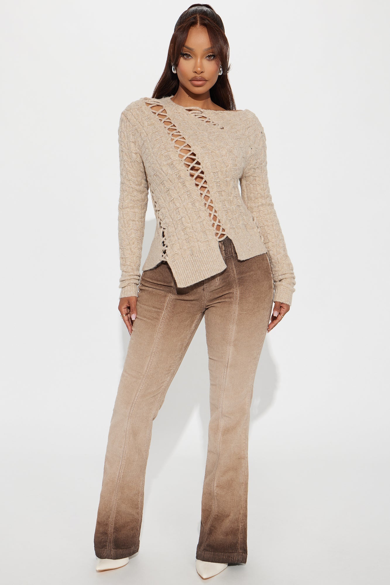 Plenty Of Secrets Cut Out Sweater - Beige
