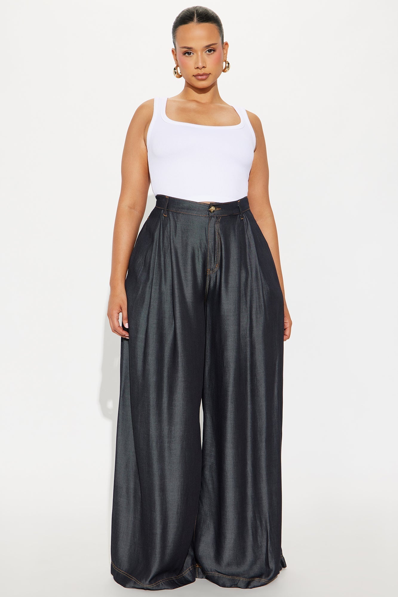 Trust Issues Chambray Wide Leg Pant 33 - Rinse Blue Wash