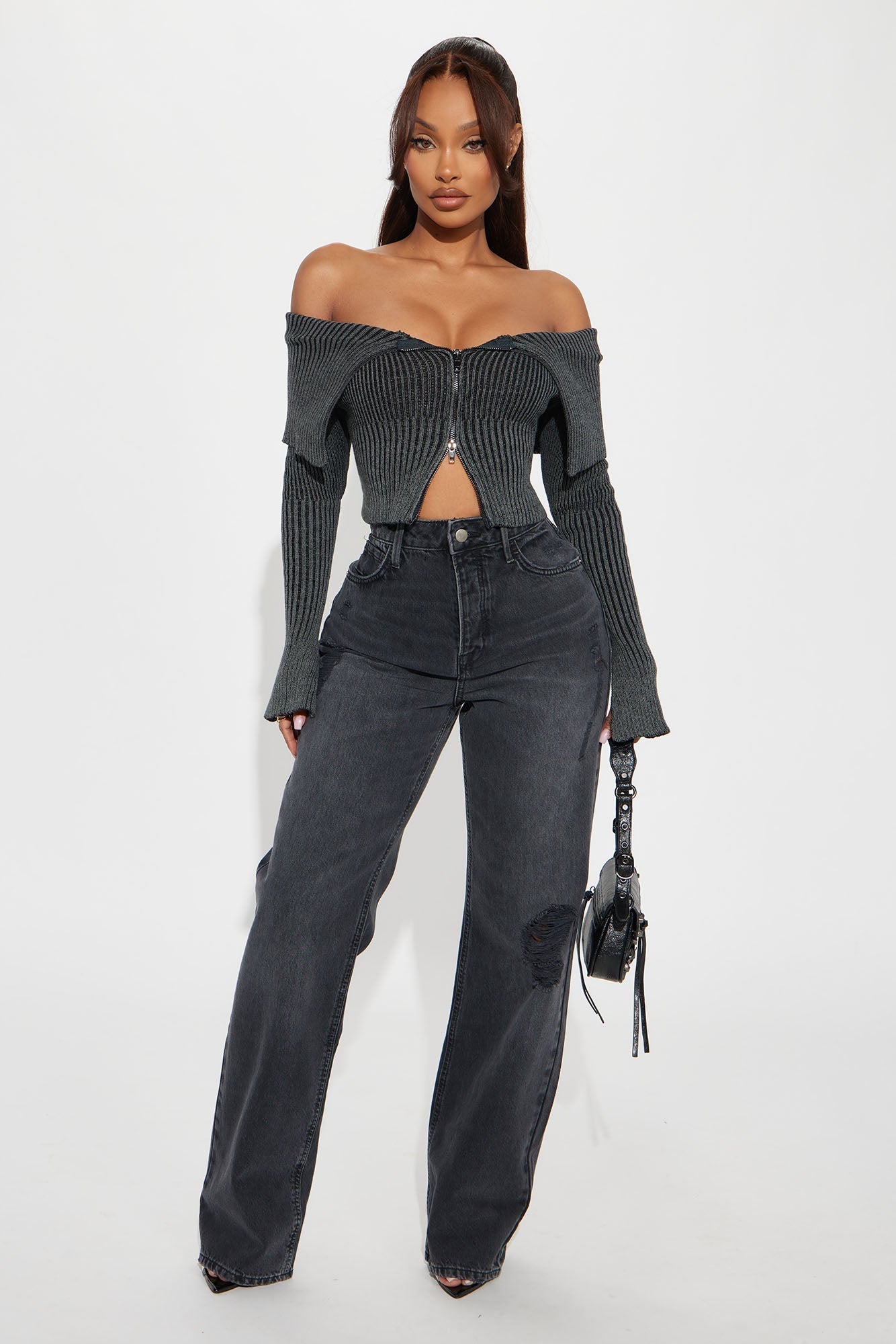 On Your Mind Washed Sweater - Black