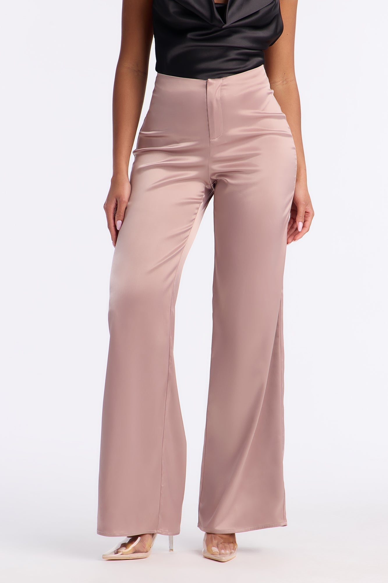 Major Moment Satin Wide Leg Pant 32″ - Taupe