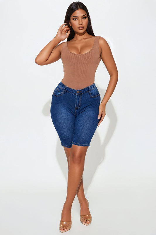 Cataliya Booty Lifting Denim Bermudas - Dark Wash