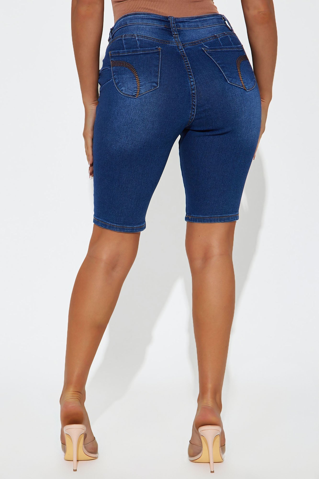 Cataliya Booty Lifting Denim Bermudas - Dark Wash