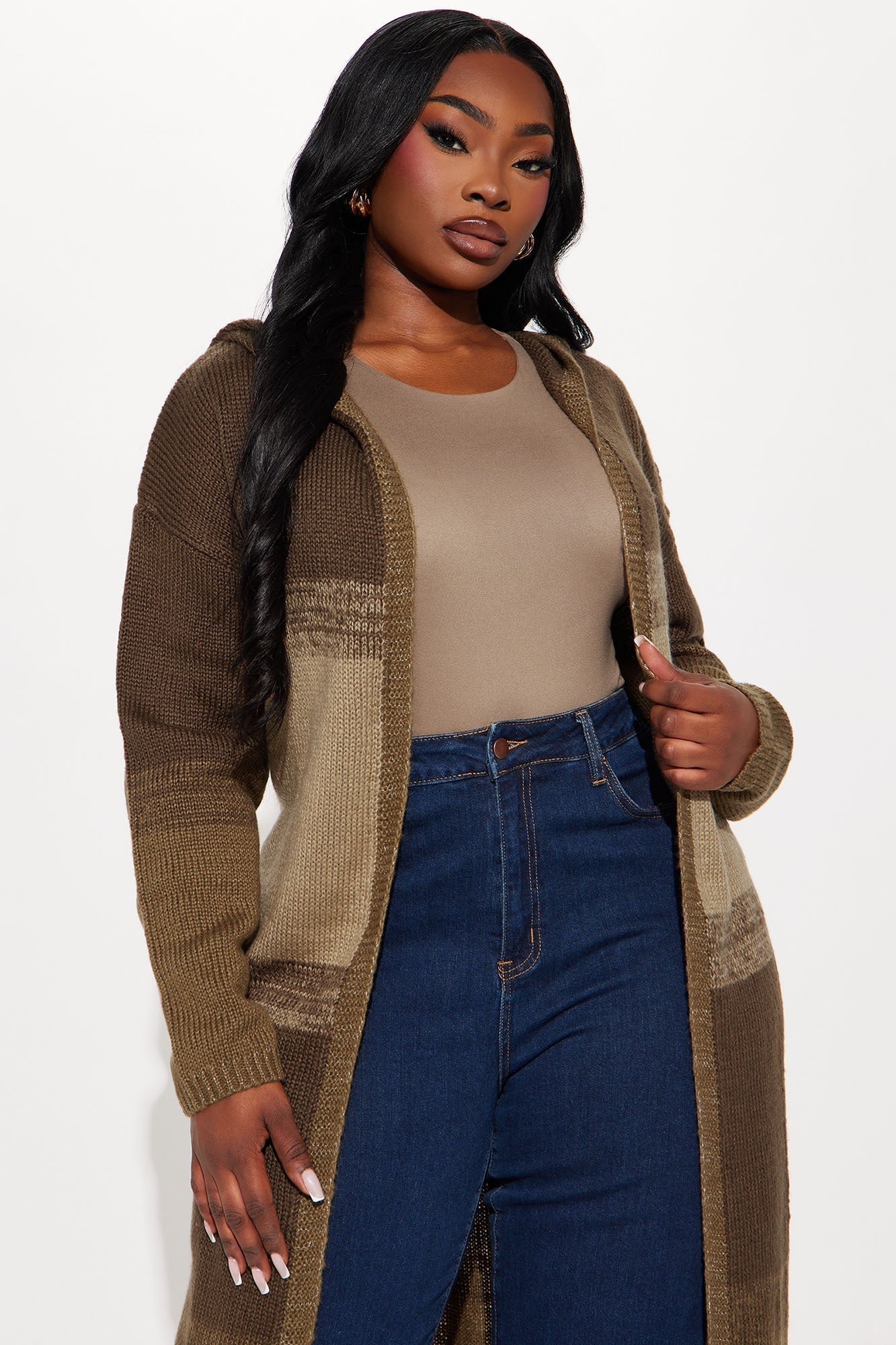 Malibu Ombre Long Cardigan - Brown/combo