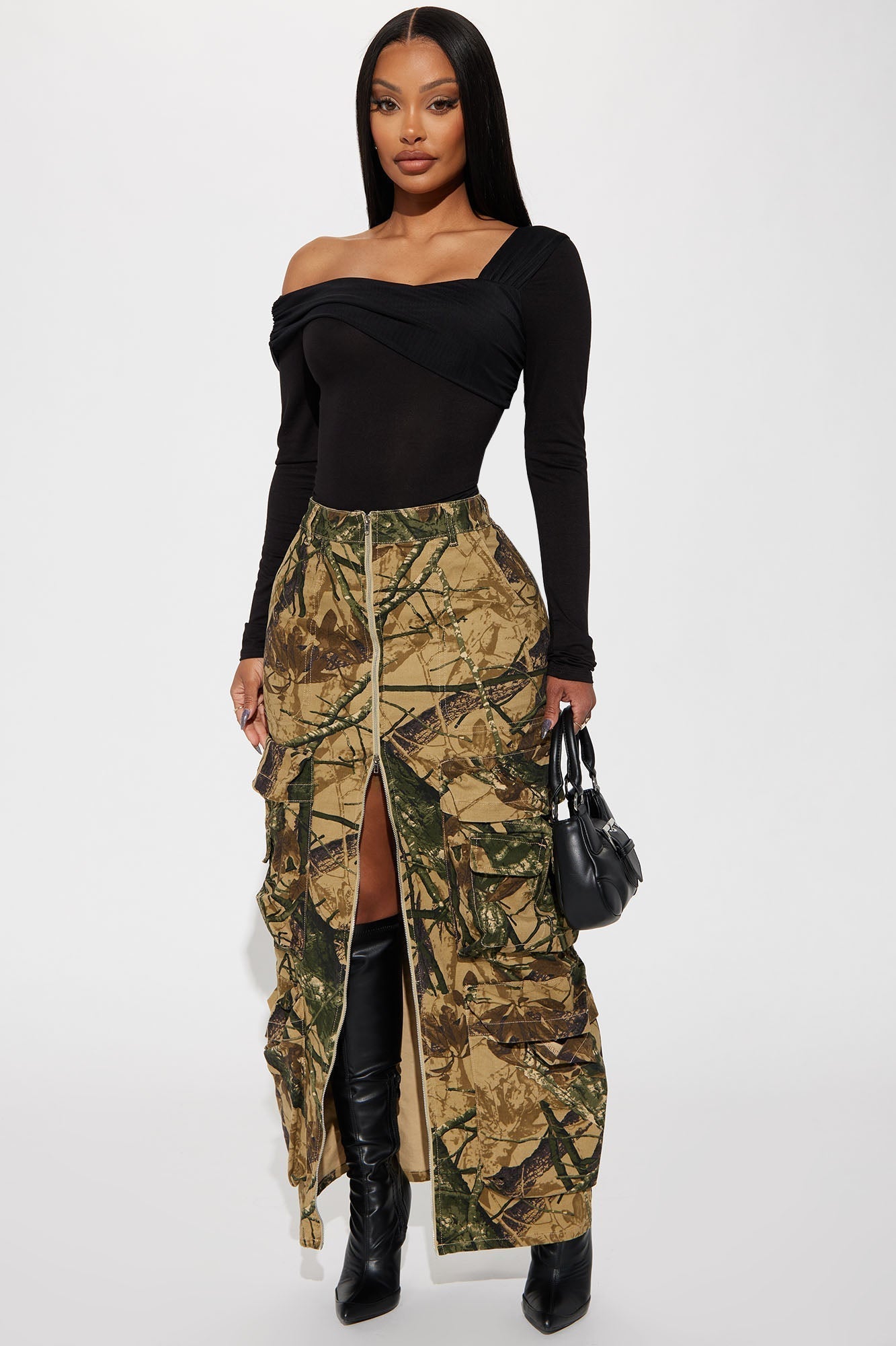 Most Wanted Hunter Camo Maxi Skirt - Khaki/combo