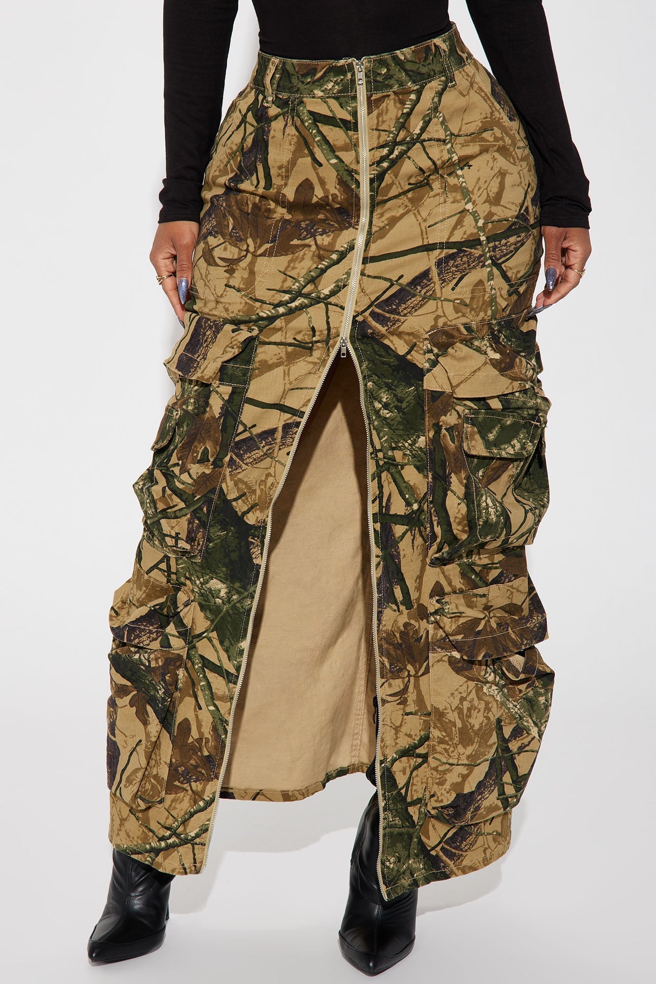 Most Wanted Hunter Camo Maxi Skirt - Khaki/combo