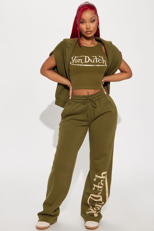 Von Dutch Vintage Wide Leg Pant - Olive