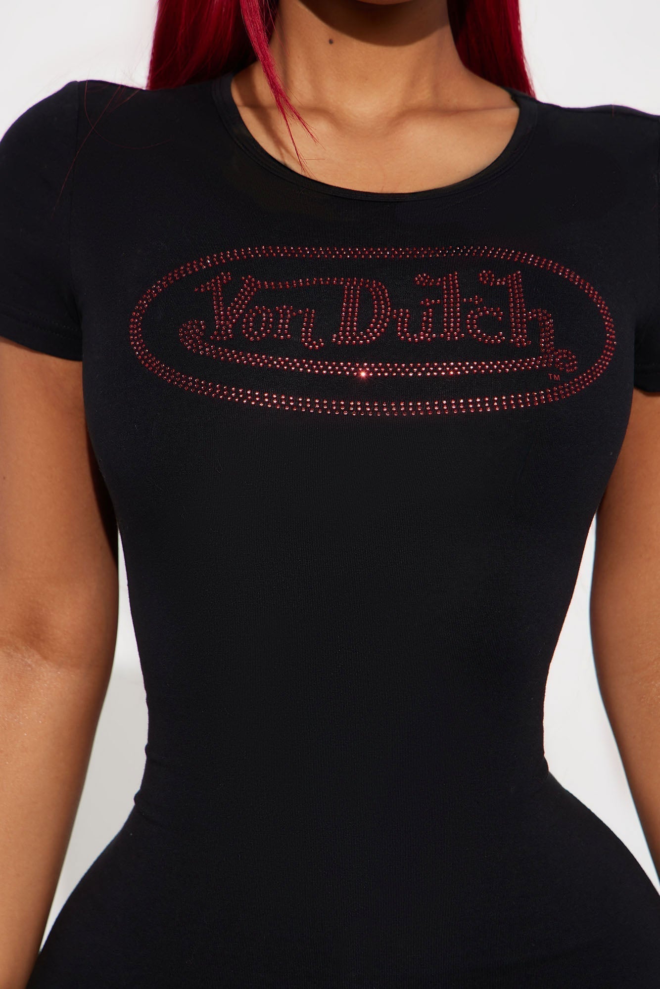 Von Dutch Rhinestone Mini Dress - Black