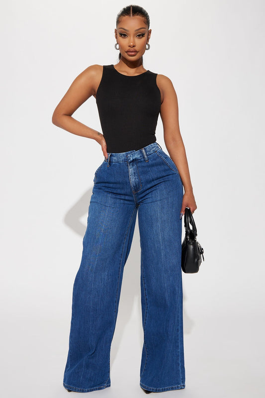 Finly Flowy Trouser Jeans - Dark Wash