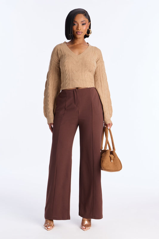 On A Conference Call Wide Leg Trouser Pant 31 - Brown