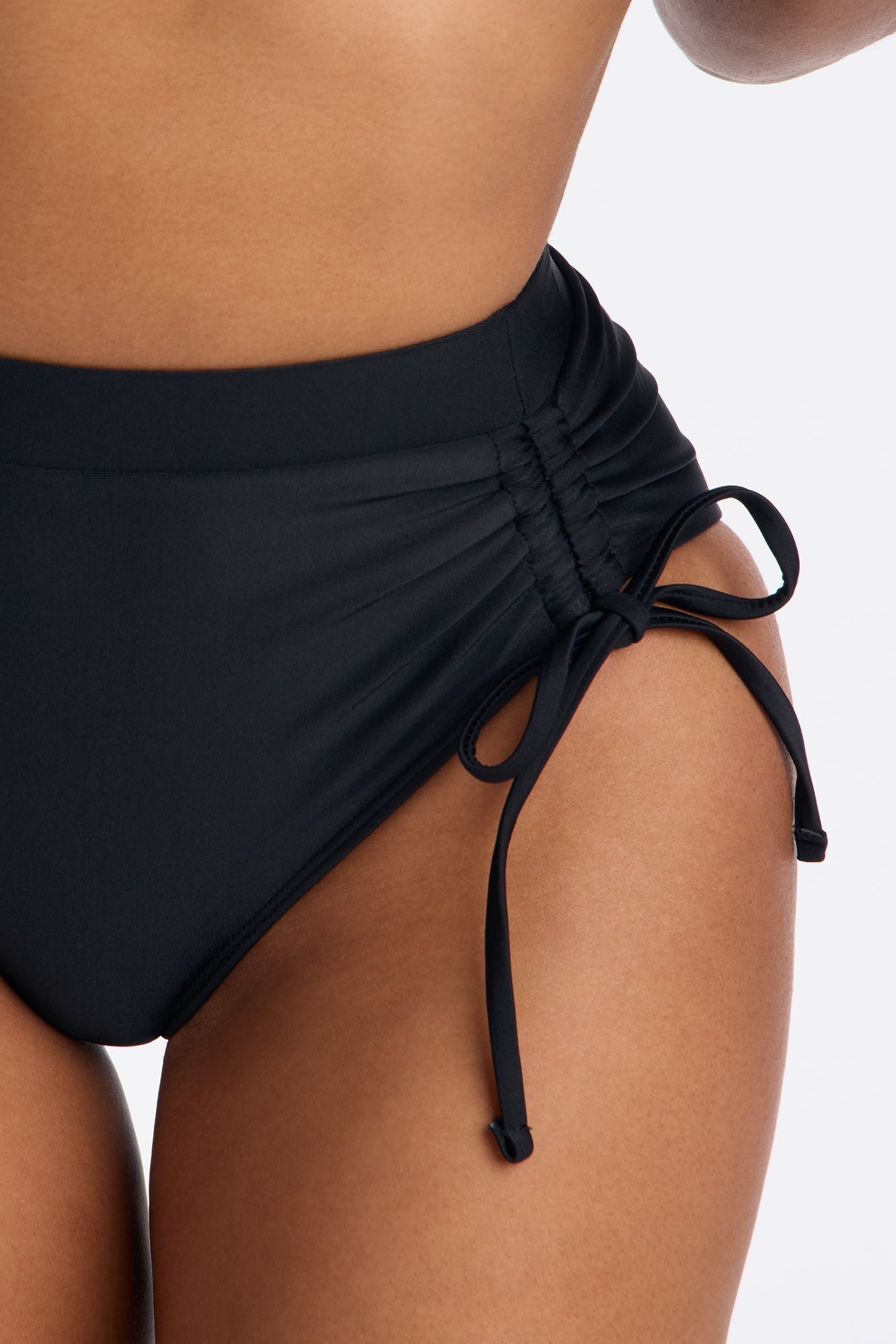 Jolie Lace-Up Back Ruched 2 Piece Bikini - Black