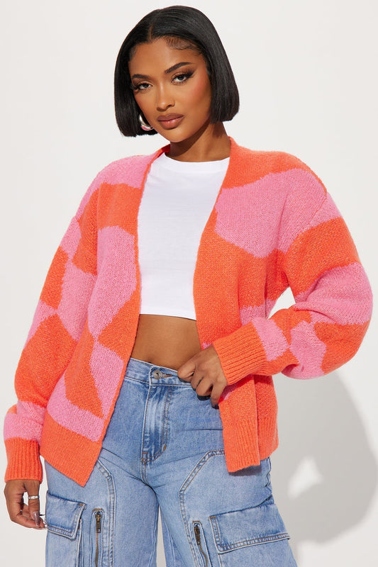All Mixed Up Cardigan - Pink/combo