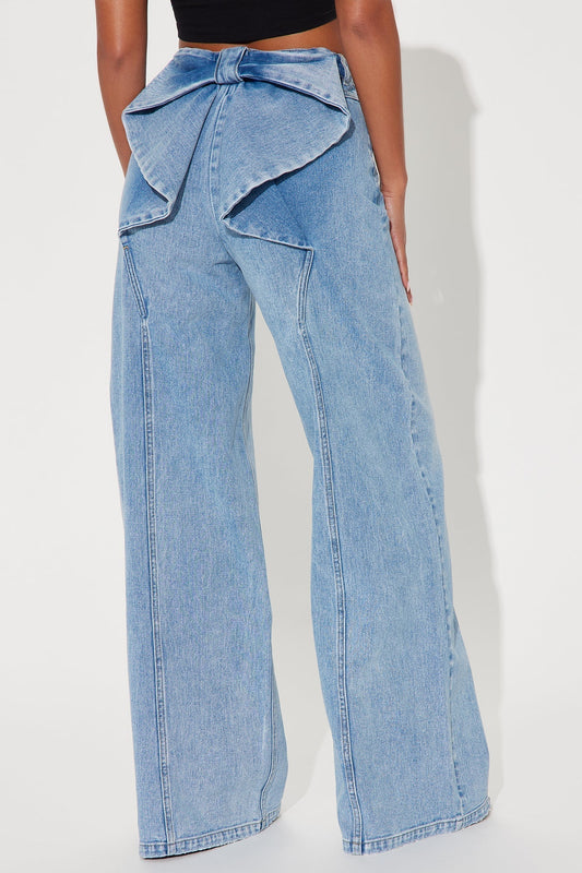 Tall Brianca Bow Wide Leg Jeans - Light Wash