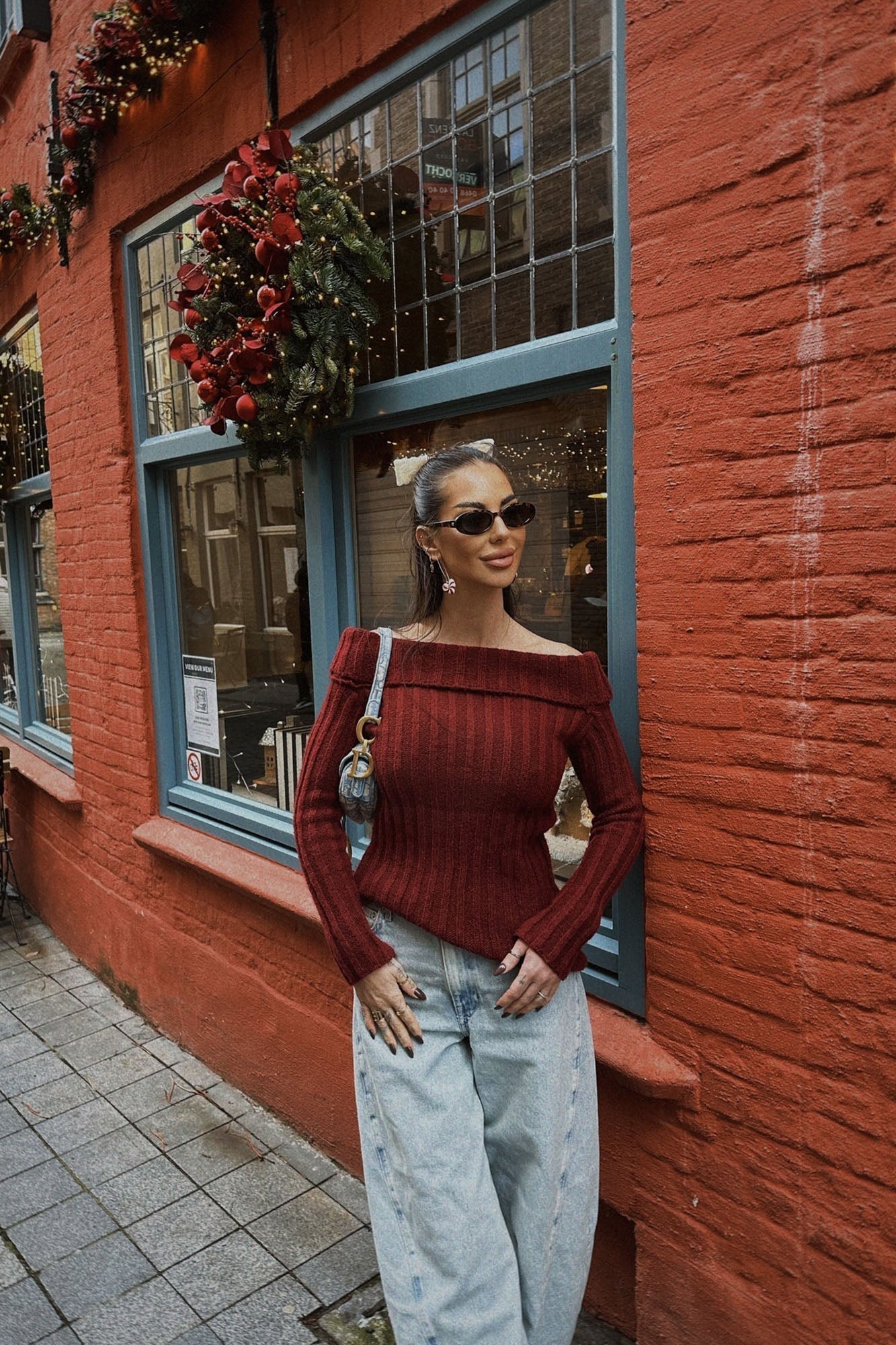 Mid City Off Shoulder Sweater - Burgundy