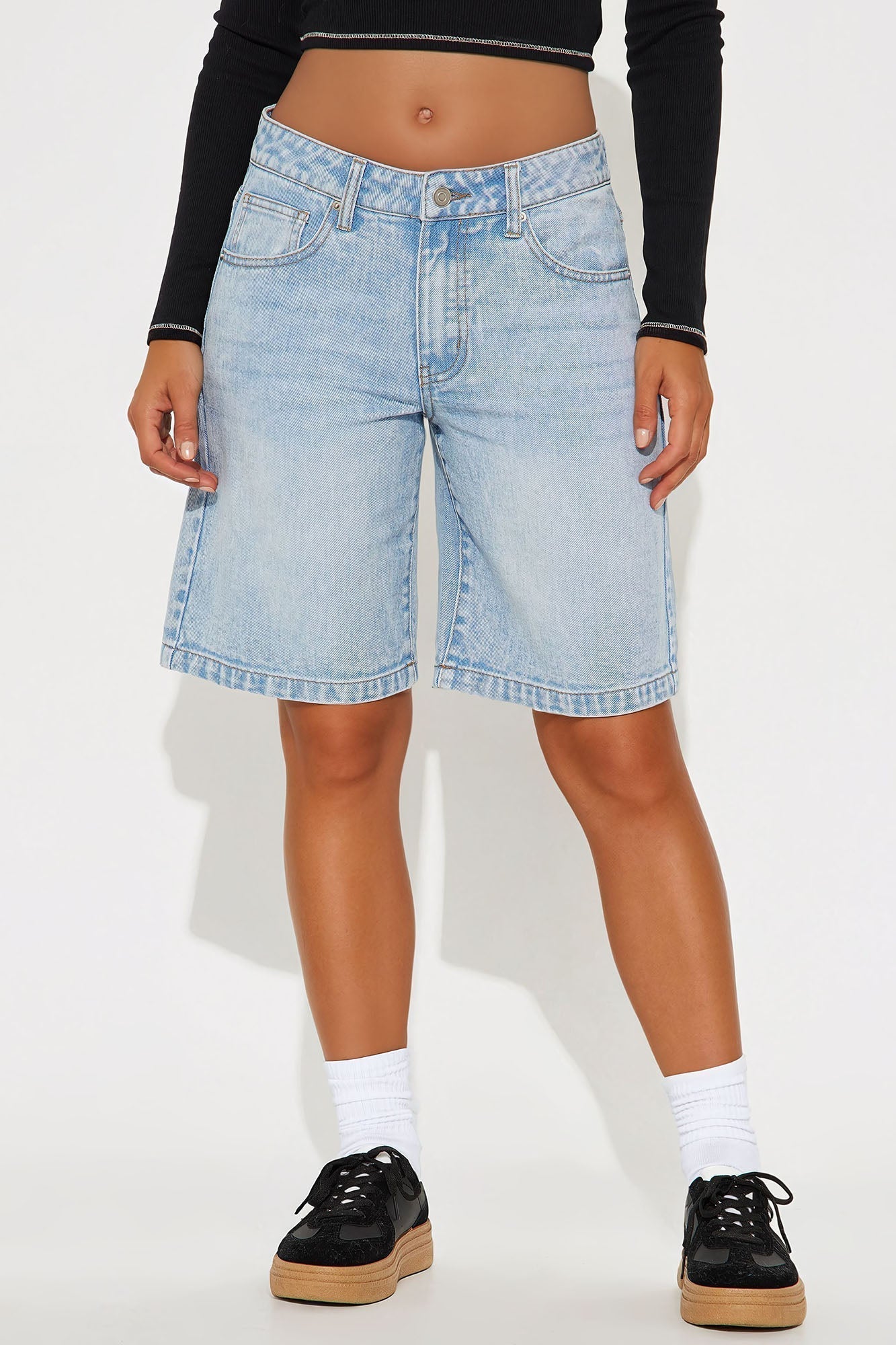 In Sequence Super Soft Denim Jorts - Light Wash