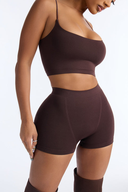Seamless Smooth Double Lined Micro Hot Short - Chocolate