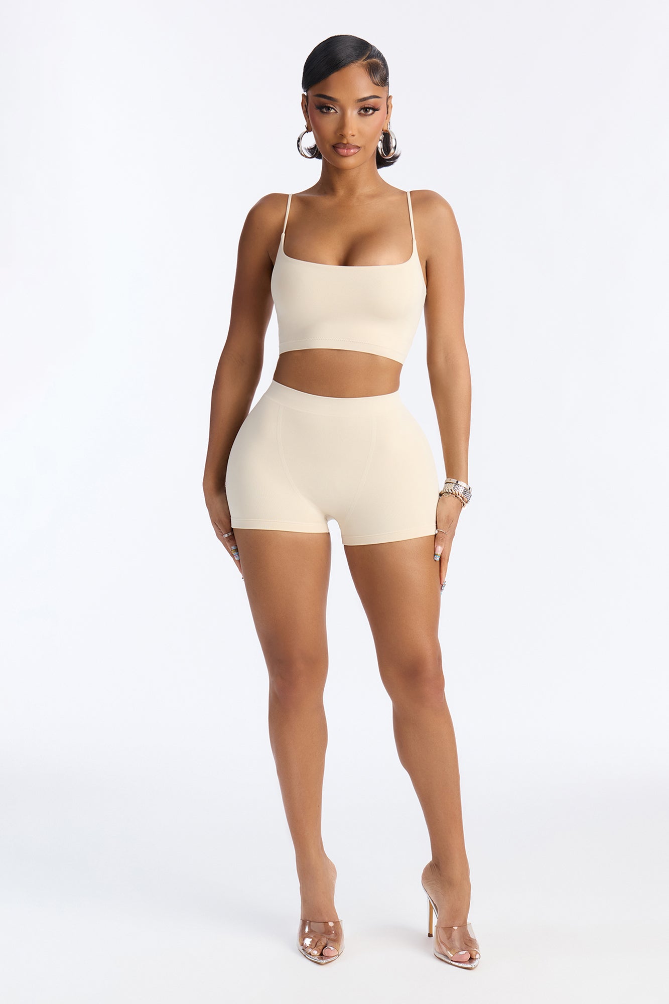 Seamless Smooth Double Lined Micro Hot Short - Bone