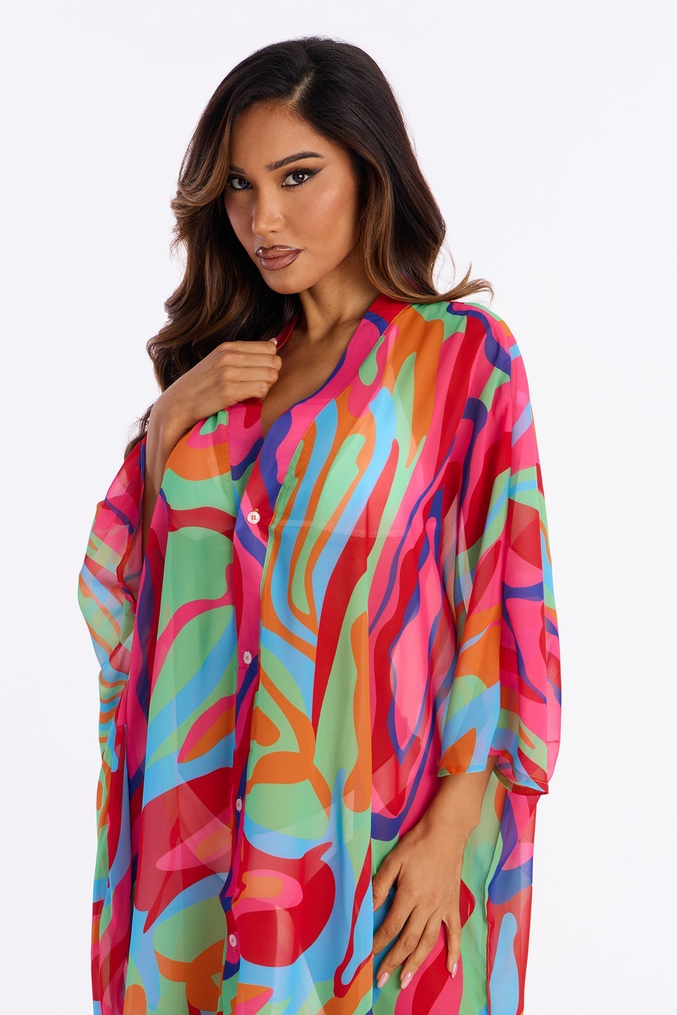 Kairi Cover Up Maxi Kaftan Dress - Multi Color