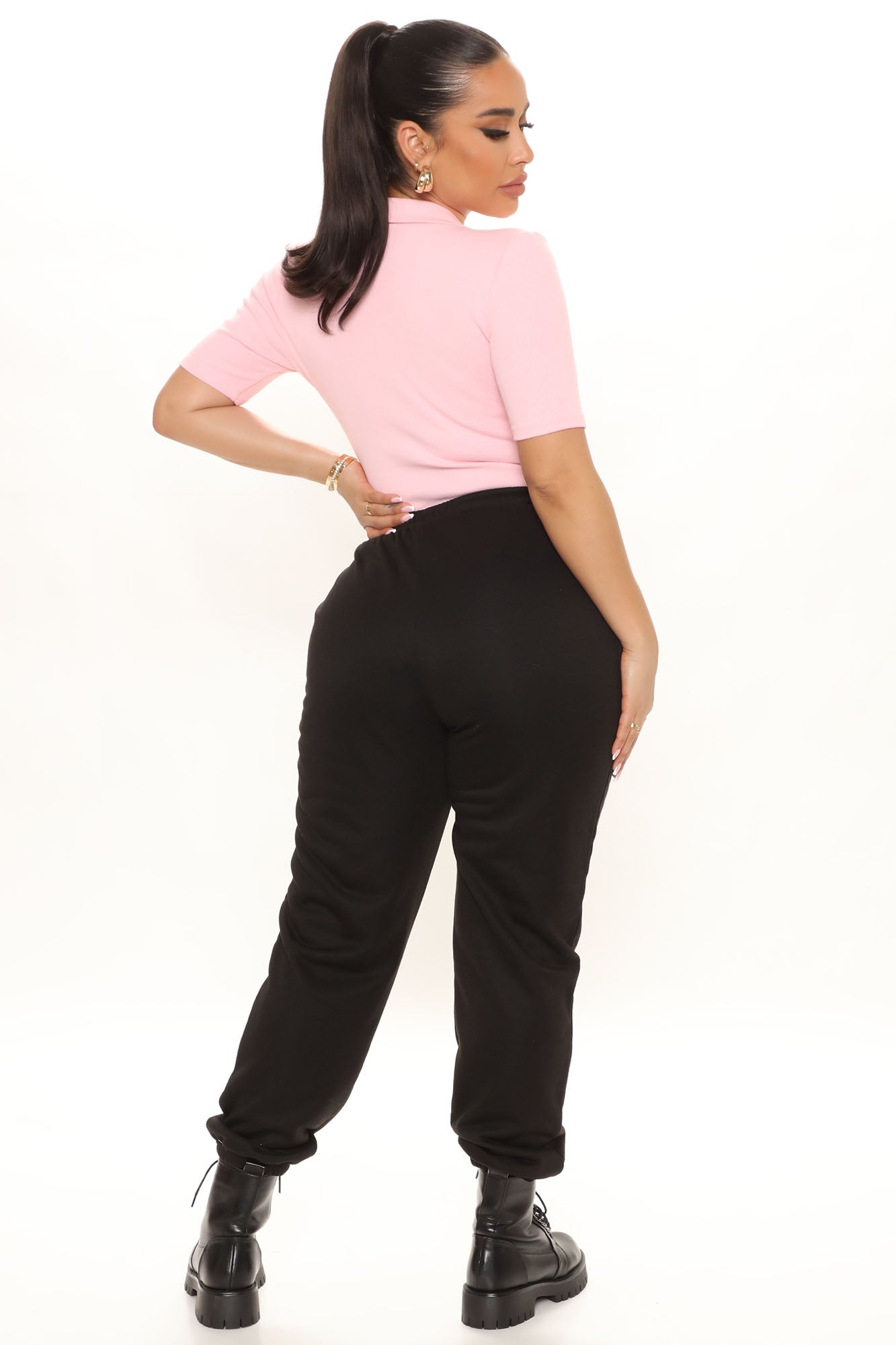 Hustle And Grind Short Sleeve Bodysuit - Pink