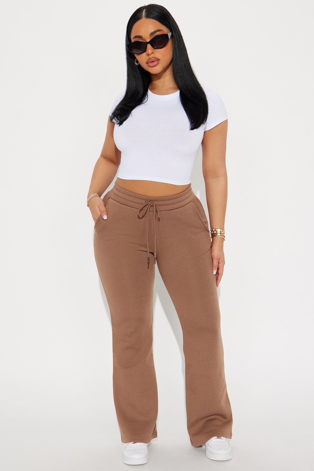 Candice Petite Lounge Flare Pant - Brown