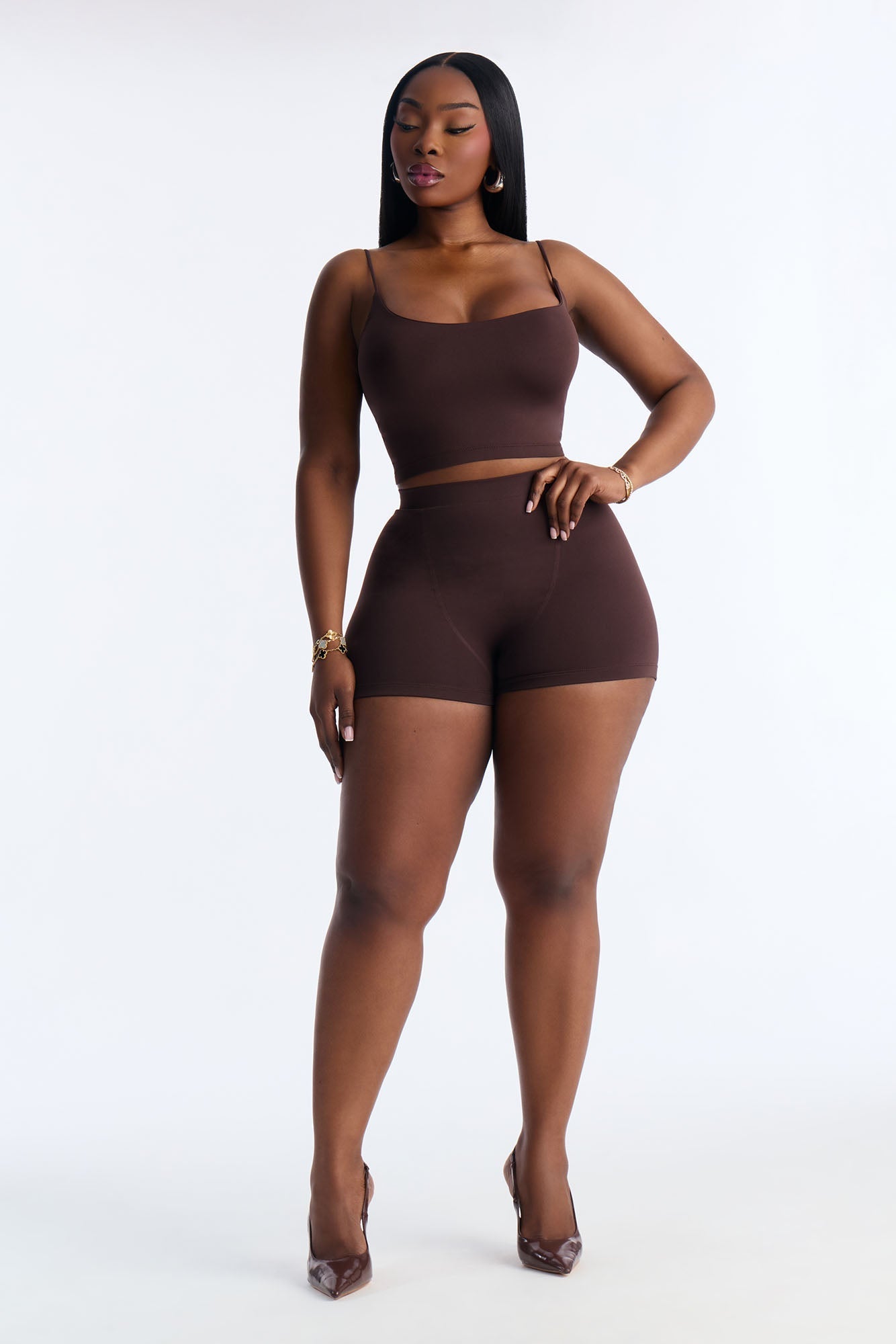 Seamless Smooth Double Lined Micro Hot Short - Chocolate