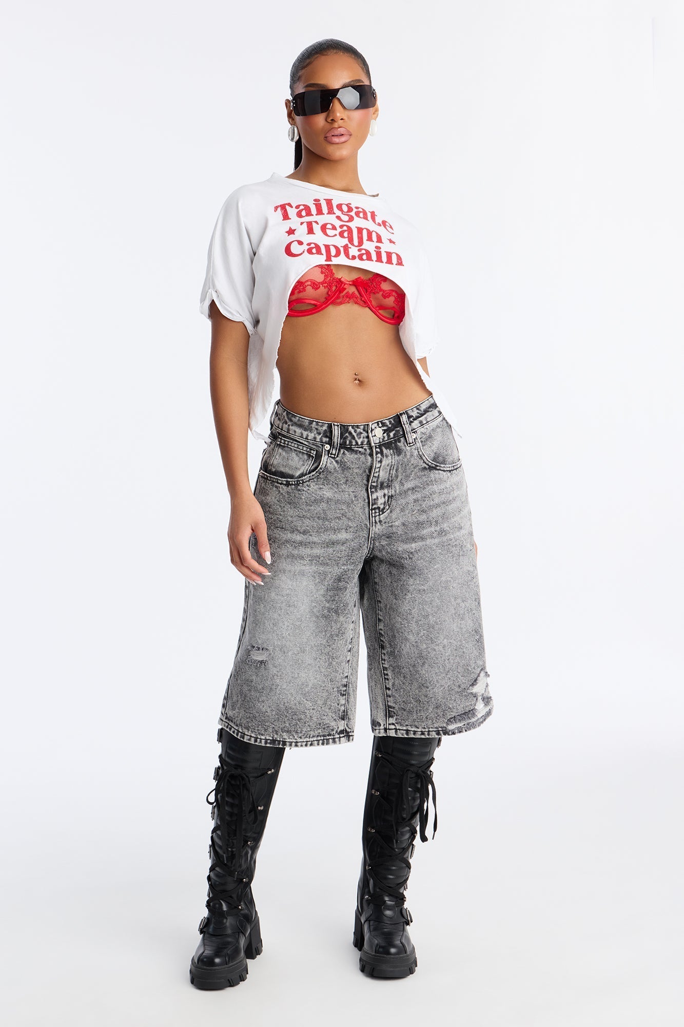 Redondo Ripped Denim Jorts - Black Wash