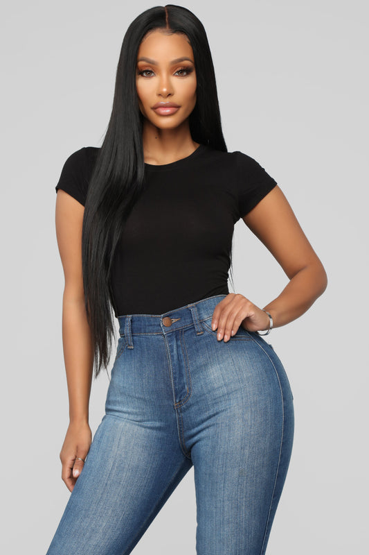 Lily Crew Neck Top - Black