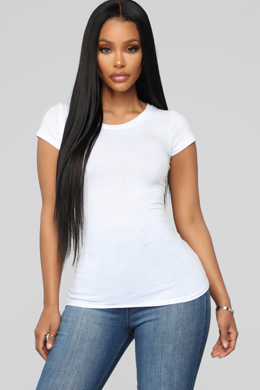 Lily Crew Neck Top - White