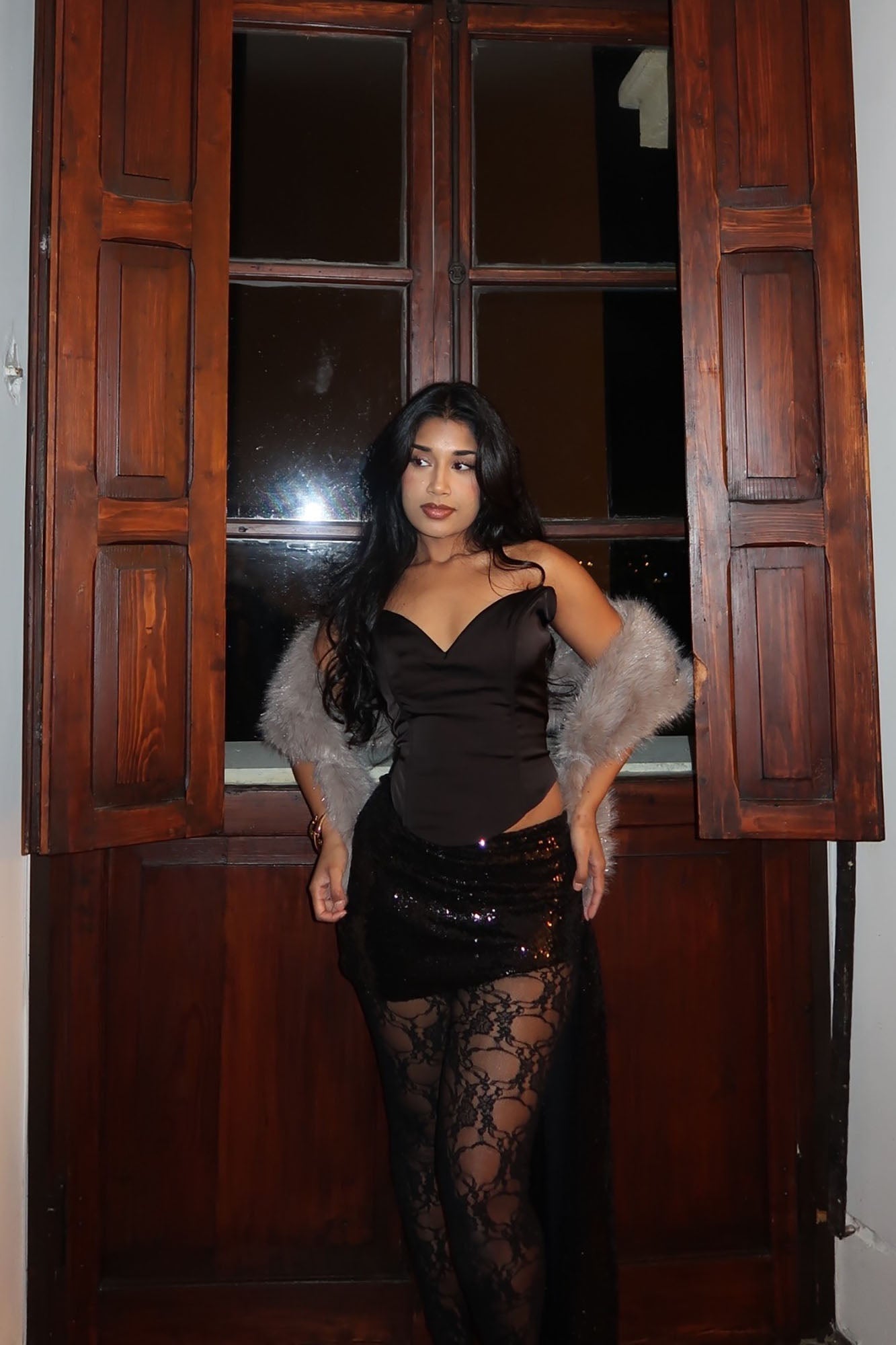 Golden Girl Crepe Corset Top - Black