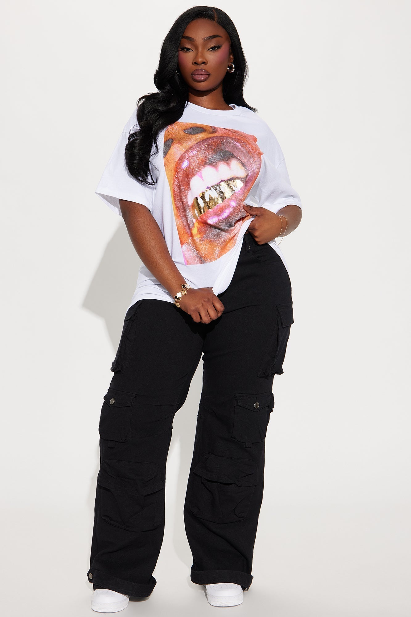 Gold Grill Glossy Tee - White