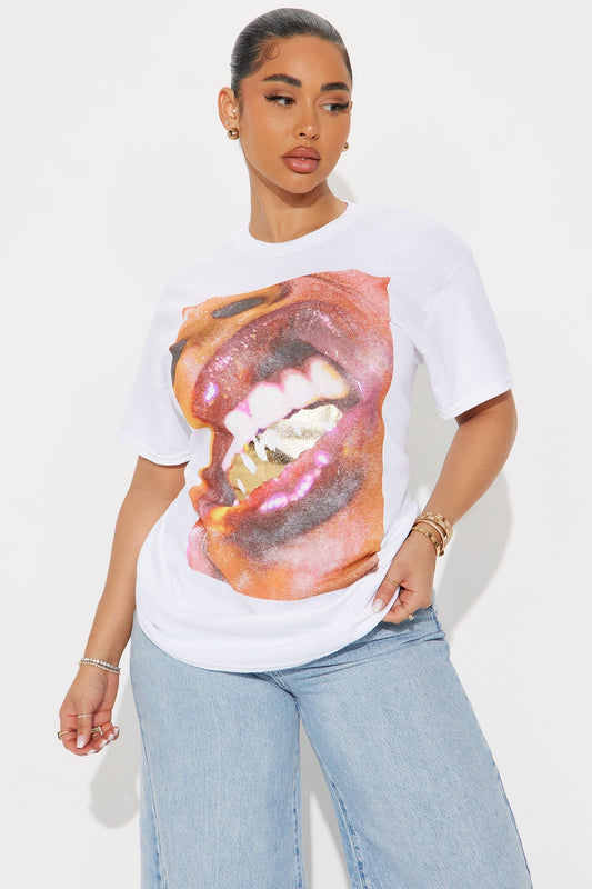 Gold Grill Glossy Tee - White
