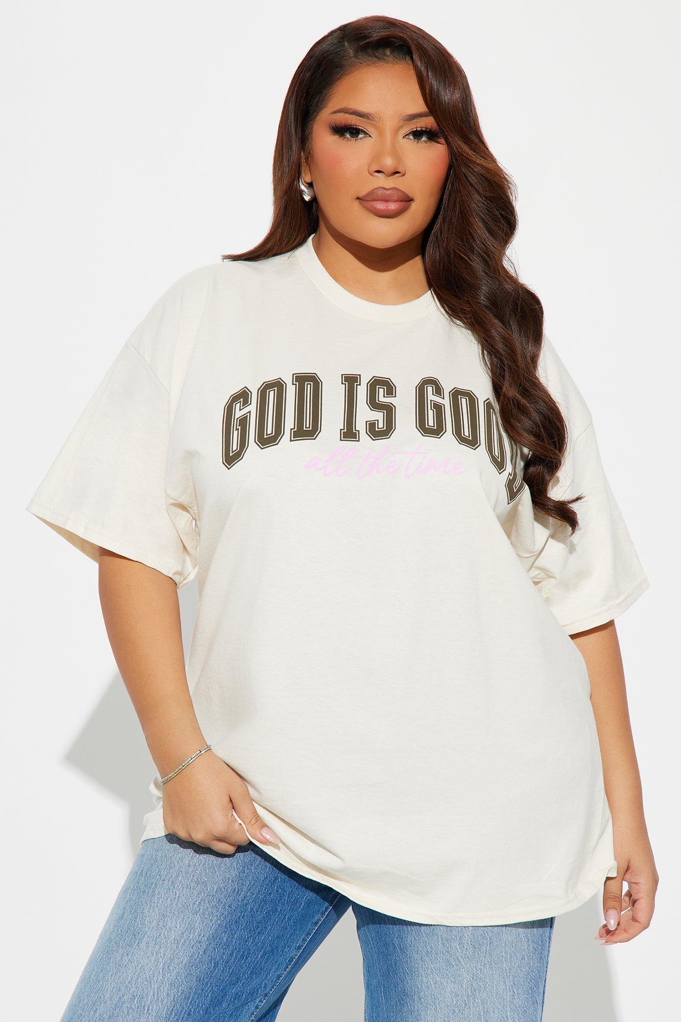 God Is Good Oversized Tee - Natural