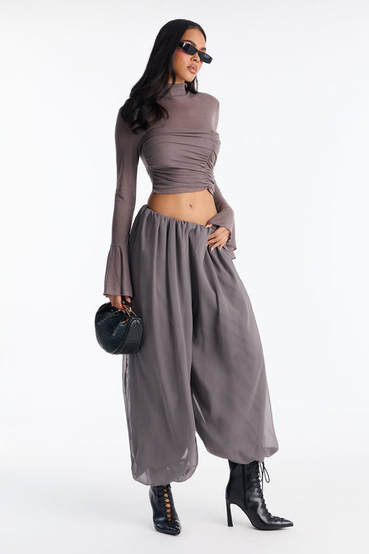 Stella Chiffon Balloon Pants 29″ - Grey