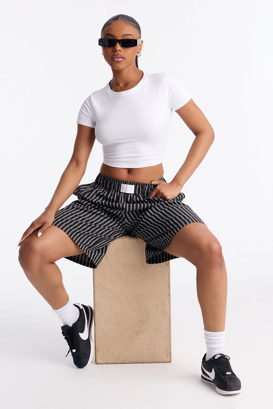 Aurora Striped Boxer Short - Black/White