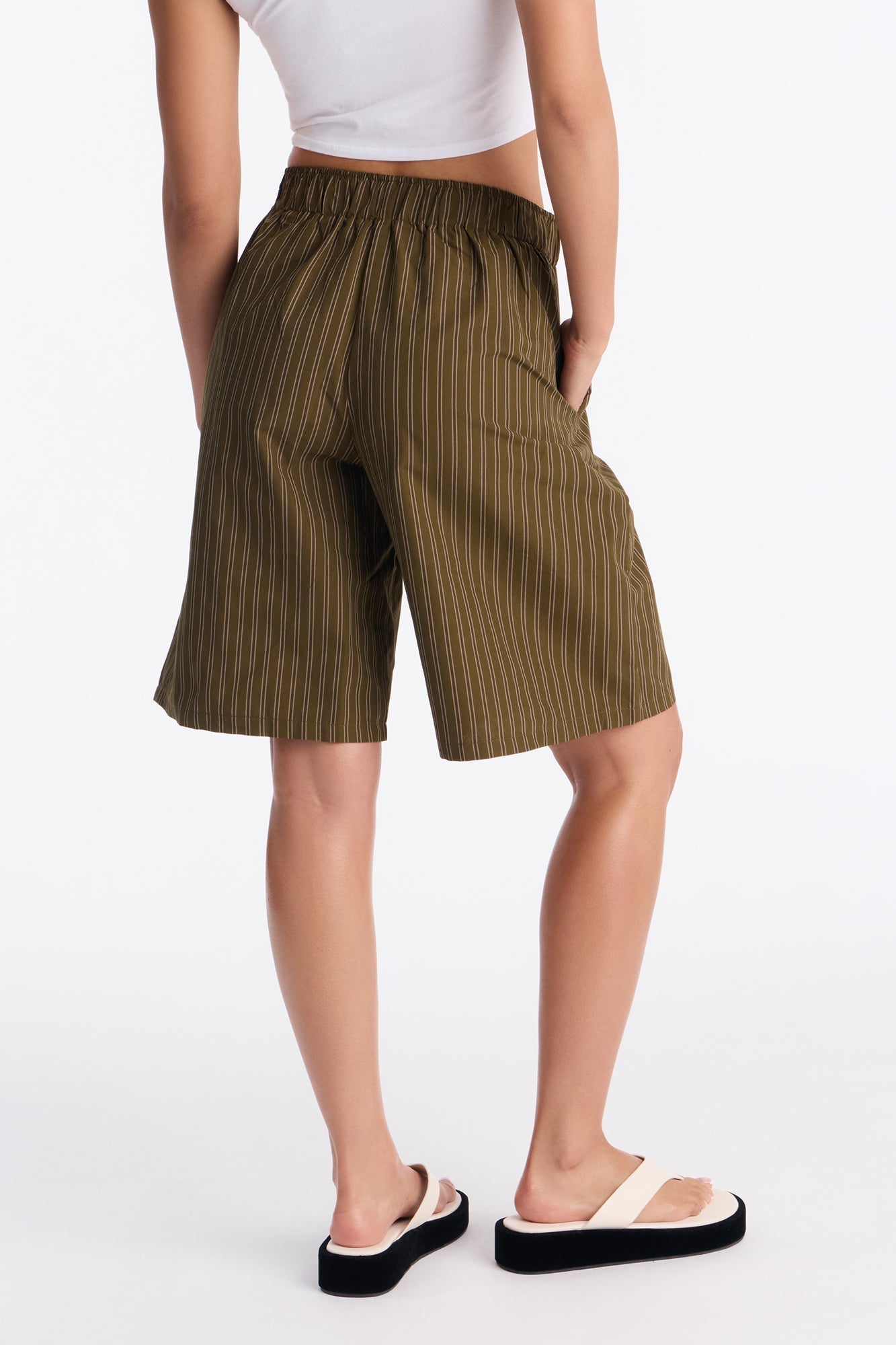 Aurora Striped Boxer Short - Olive/combo
