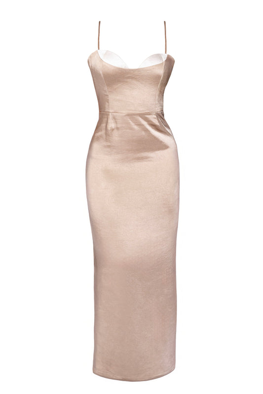 Taupe Moment In Time Maxi Dress