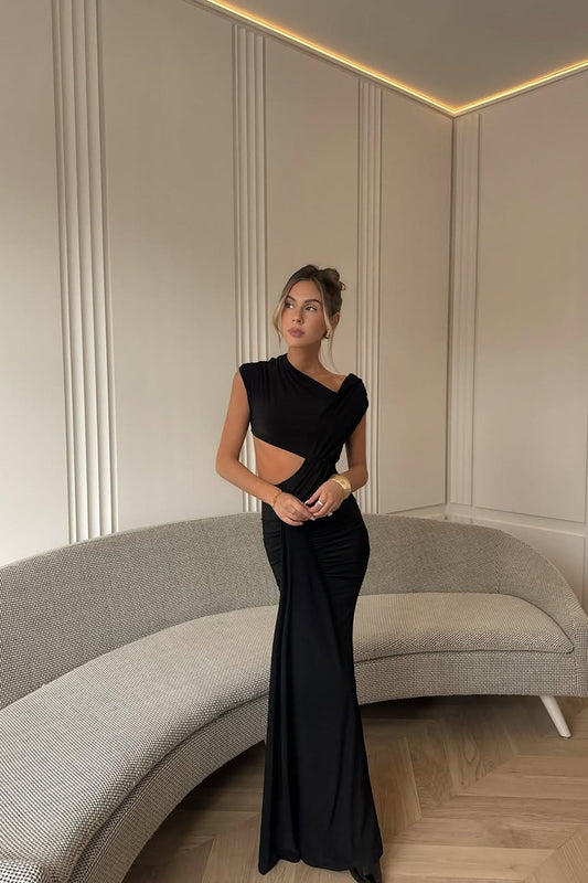 Aria Cut Out Maxi Dress - Black