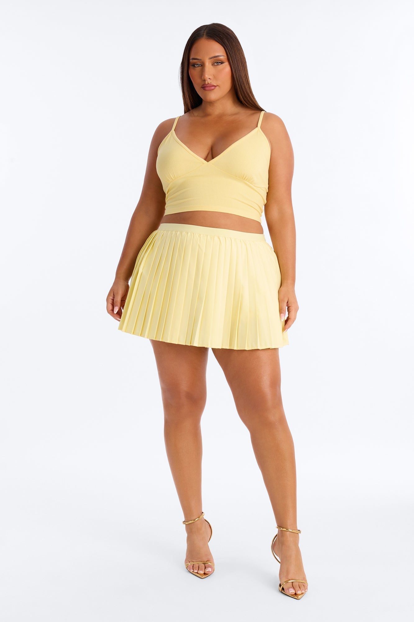 Sharon Pleated Skort - Butter Yellow