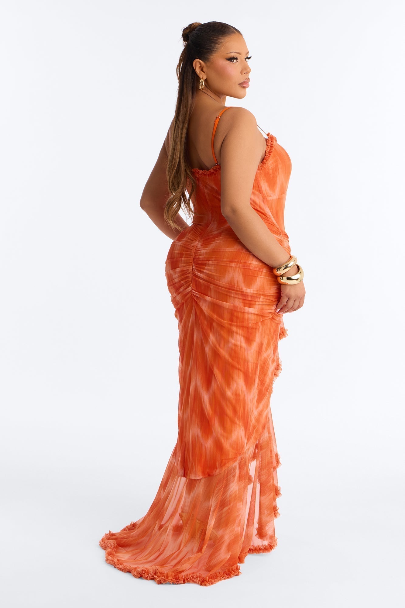 Summer Lover Mesh Maxi Dress - Orange/combo