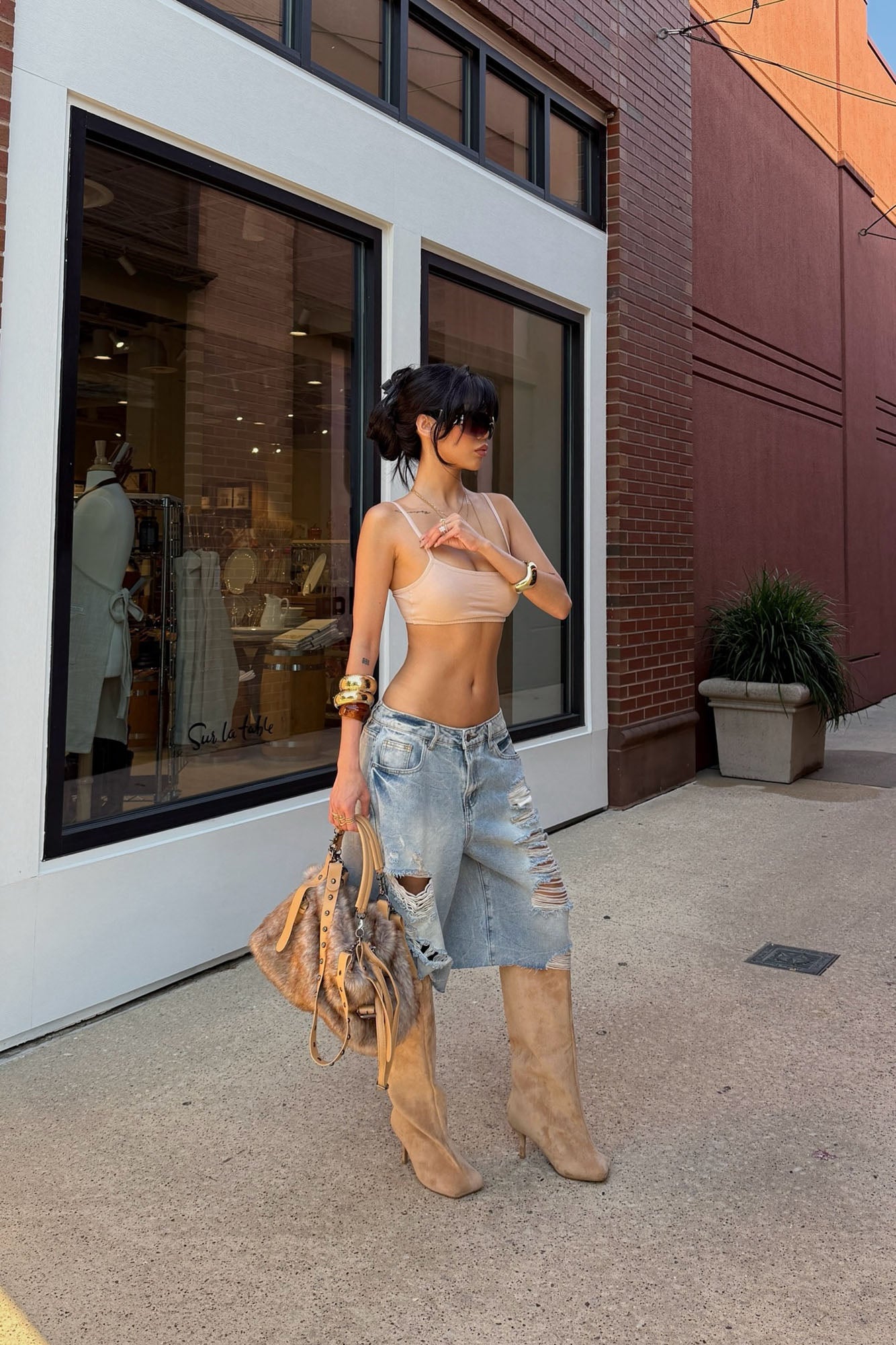Watch Me Go Ripped Denim Shorts - Vintage Wash