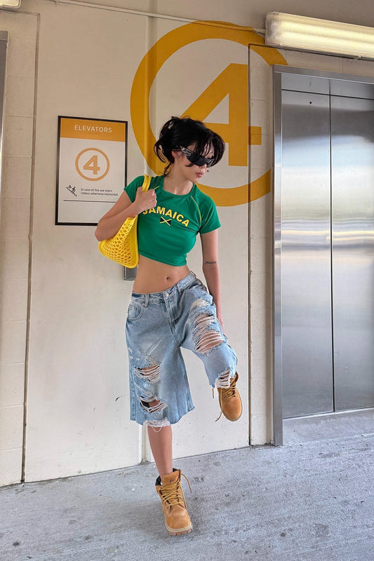 Watch Me Go Ripped Denim Shorts - Vintage Wash