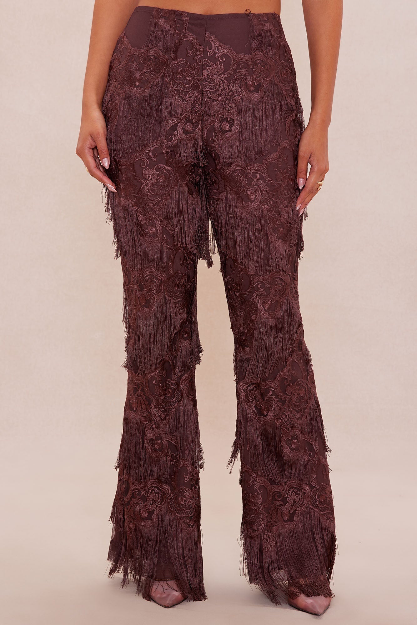 Dolly Fringe Flare Pant - Chocolate