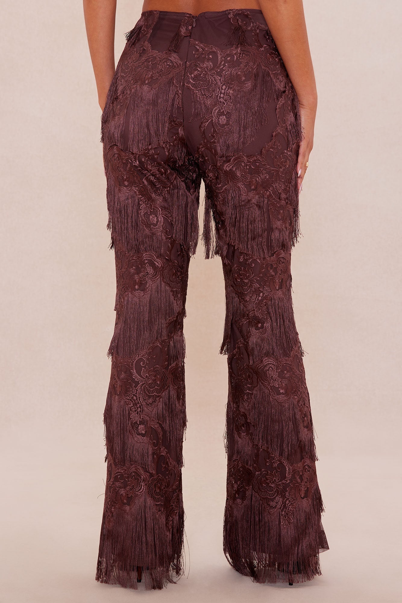 Dolly Fringe Flare Pant - Chocolate